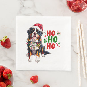 Cute Bernese Mountain Dog Christmas Hat Xmas Napkin
