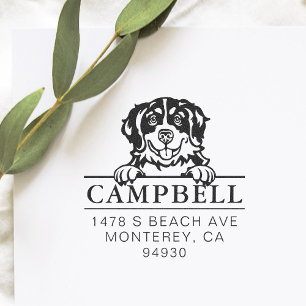 Cute Bernese Mountain Dog Custom Dog Address   Self-inking Stamp