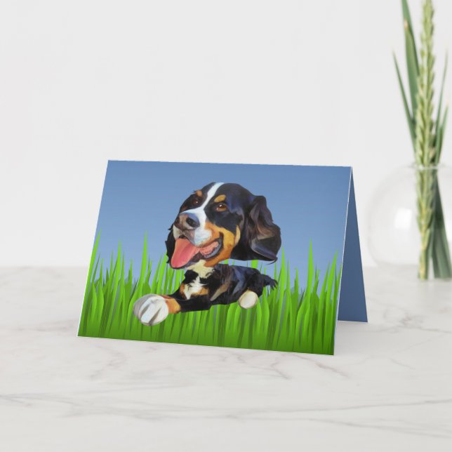 Cute Bernese Mountain Dog Greeting Card (Front)