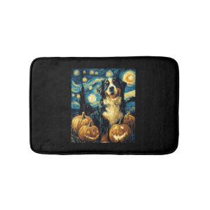 Cute Bernese mountain Dog Halloween Jack O Lantern Bath Mat