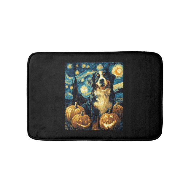 Cute Bernese mountain Dog Halloween Jack O Lantern Bath Mat (Front)