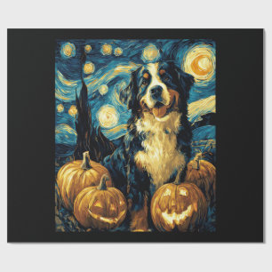 Cute Bernese mountain Dog Halloween Jack O Lantern Wrapping Paper