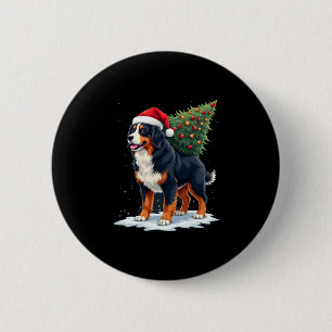 Cute Bernese Mountain Dog in a Christmas Tree for 6 Cm Round Badge