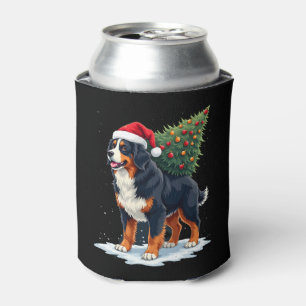 Cute Bernese Mountain Dog in a Christmas Tree for  Can Cooler