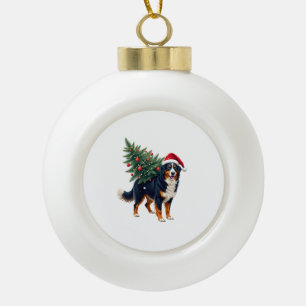 Cute Bernese Mountain Dog in a Christmas Tree for Ceramic Ball Christmas Ornament