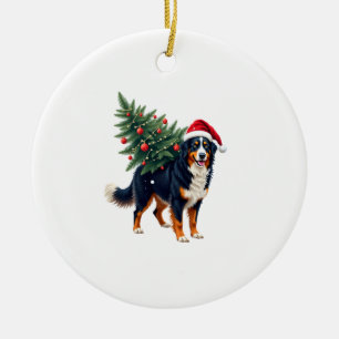 Cute Bernese Mountain Dog in a Christmas Tree for Ceramic Tree Decoration