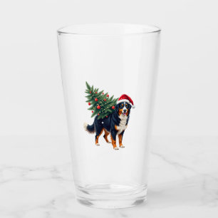 Cute Bernese Mountain Dog in a Christmas Tree for Glass