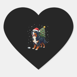 Cute Bernese Mountain Dog in a Christmas Tree for Heart Sticker