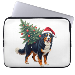 Cute Bernese Mountain Dog in a Christmas Tree for Laptop Sleeve