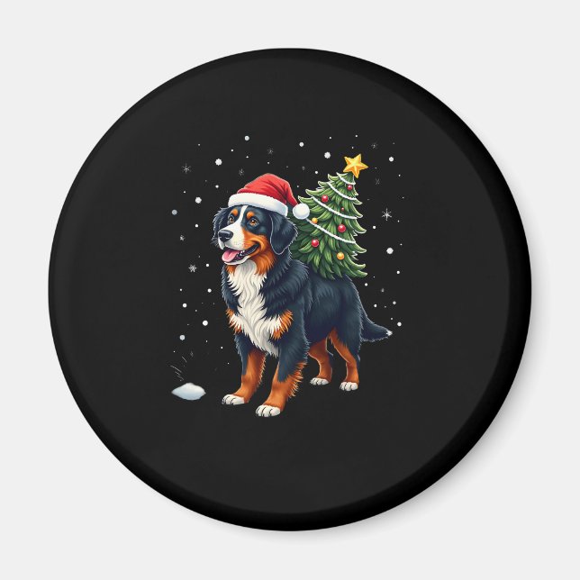 Cute Bernese Mountain Dog in a Christmas Tree for  Magnet (Front)