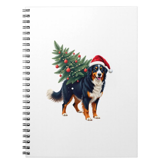 Cute Bernese Mountain Dog in a Christmas Tree for  Notebook (Front)