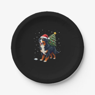 Cute Bernese Mountain Dog in a Christmas Tree for Paper Plate