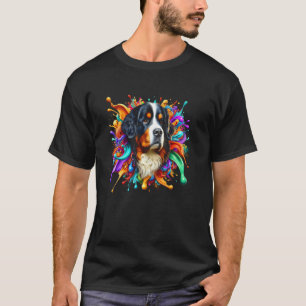 Cute Bernese Mountain Dog in Colourful Splashes of T-Shirt
