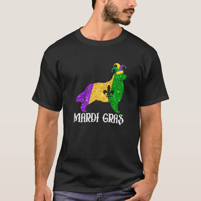 Cute Bernese Mountain Dog Lover Mardi Gras Party J T-Shirt (Front)