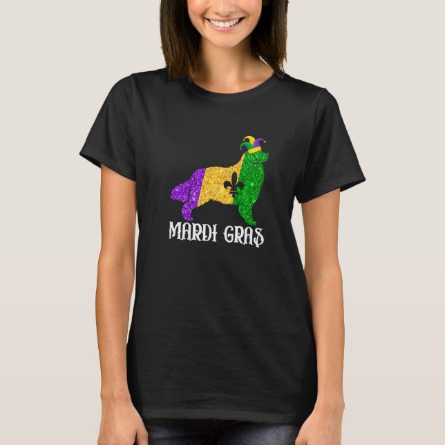 Cute Bernese Mountain Dog Lover Mardi Gras Party J T-Shirt (Front)
