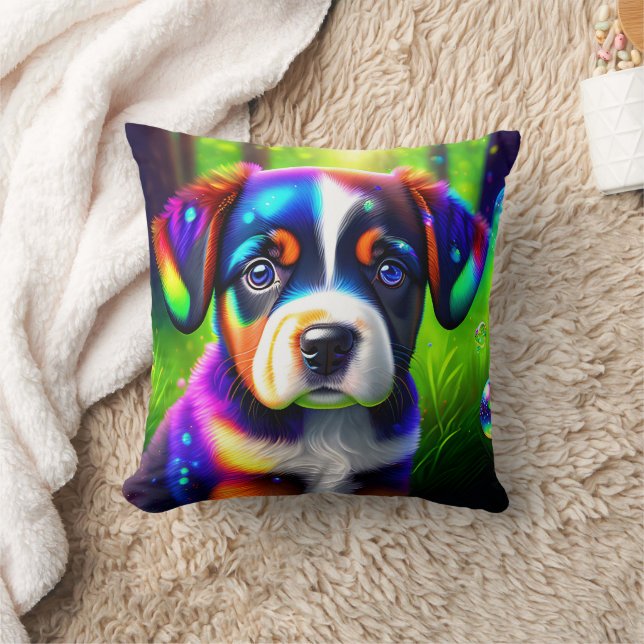 Cute bernese mountain dog puppy in the meadow  cushion (Blanket)