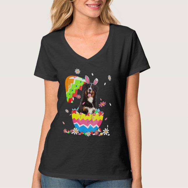 Cute Bernese Mountain Egg  Easter Day Dog Dad Dog  T-Shirt (Front)