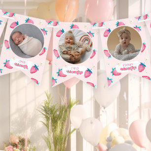 Cute Berry 1st Birthday 12 Month Photo Milestone Bunting