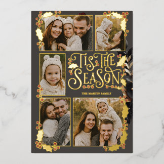 Cute Berry Christmas  Foil Holiday Card