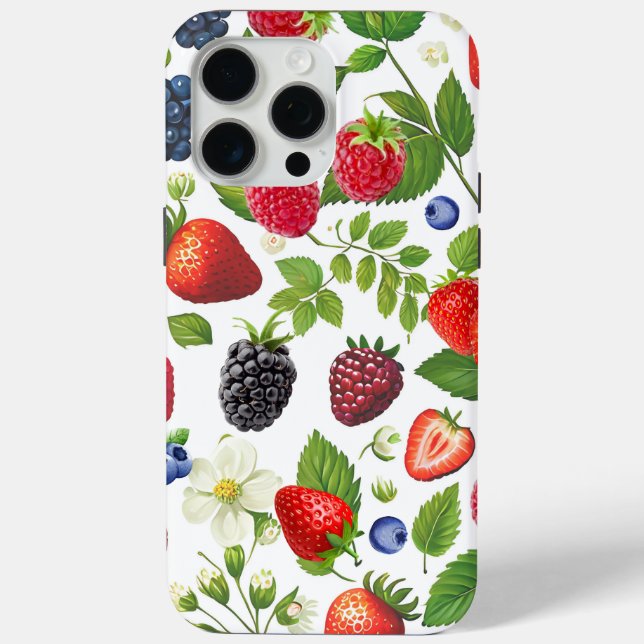Cute Berry Collage Phone Case - Strawberry, Blackb (Back)