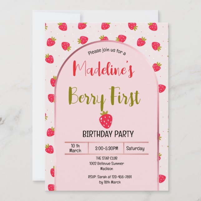 Cute Berry First Arch invitation  (Front)