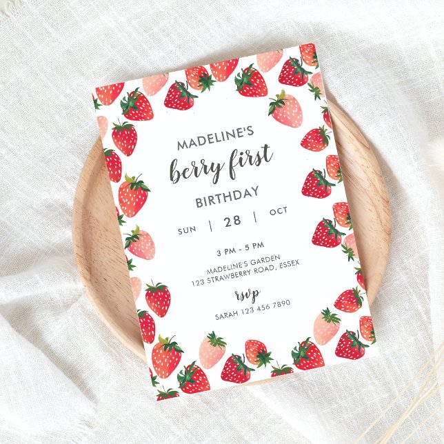Cute Berry First Birthday Invitation (Creator Uploaded)