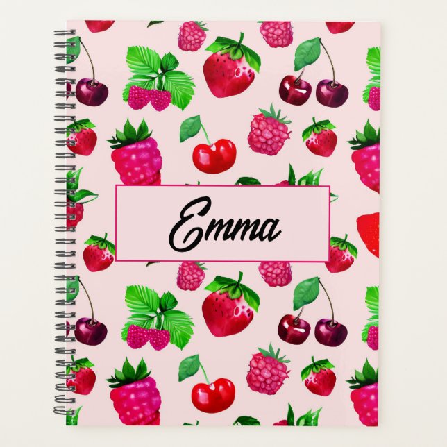 Cute Berry Fruit Custom Name  Planner (Front)