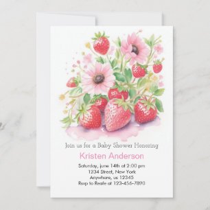 Cute Berry Girl Baby Shower Invitation