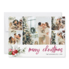 Cute Berry Handwritten Christmas Photo Collage