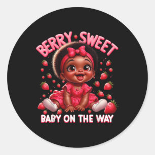 Cute Berry Sweet Baby On The Way Cute Pregnancy Gr Classic Round Sticker