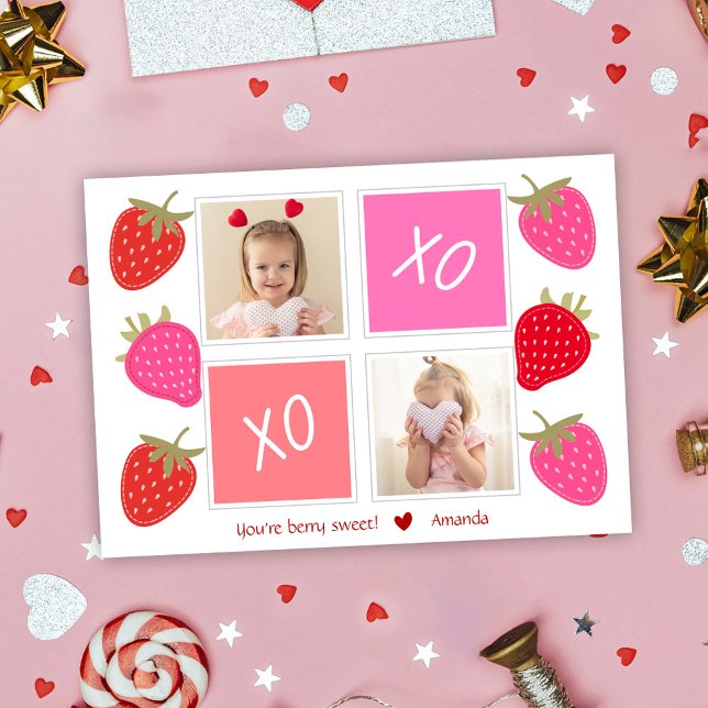 Cute Berry Sweet Kids Photo Valentine's Day  Holiday Card (Cute Berry Sweet Kids Photo Valentine's Day Holiday Card)