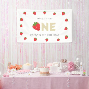 Cute Berry sweet minimal 1st birthday  Banner