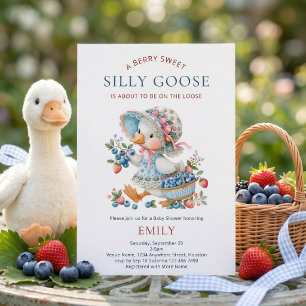 Cute Berry Sweet Silly Goose Baby Shower Invitation