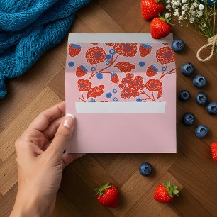 Cute Berry Sweet Strawberry Blueberry Baby Shower  Envelope