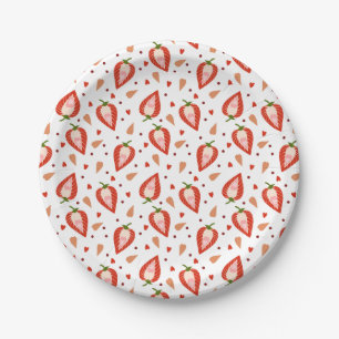 Cute Berry Sweet Strawberry Pattern Paper Plate