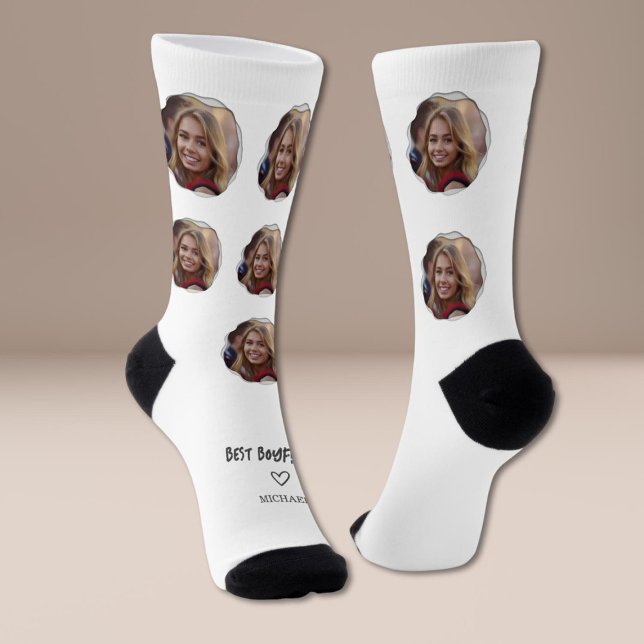 Cute Best Boyfriend Photo Heart Socks (Creator Uploaded)