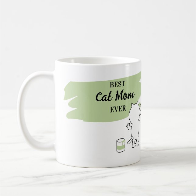 Cute Best Cat Mum Ever Womens Coffee Mug (Left)