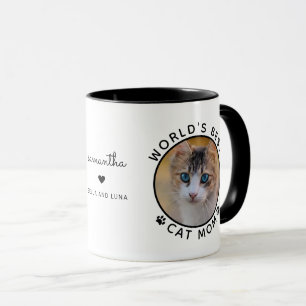Cute Best Cat Mum Two Photo Modern Typography Mug