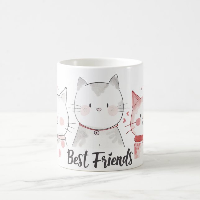 cute best cats friends coffee mug (Center)