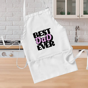 CUTE BEST DAD Black Typography/Violet White Apron