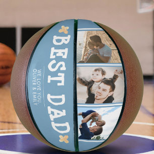 Cute Best Dad Blue 3 Photo Collage Keepsake Basketball