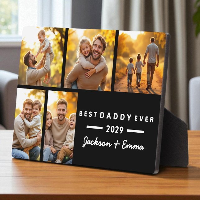 Cute Best Dad Ever Father's Day 5 Photo Collage  Plaque (Creator Uploaded)