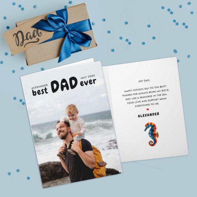 Cute Best Dad Ever Father's Day Seahorse Photo Card (Creator Uploaded)