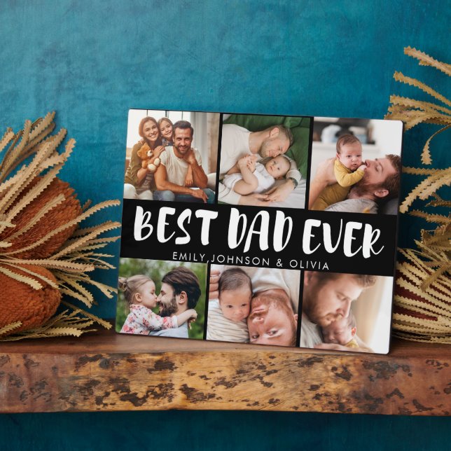 Cute Best dad ever first father day Photo Collage  Plaque (Side)