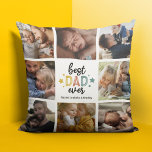 Cute Best Dad Ever Photo Collage Cushion<br><div class="desc">Modern father's day pillow featuring 8 family photos for you to replace with your own,  the saying "BEST DAD EVER" with stars in different colours,  and the childrens names.</div>
