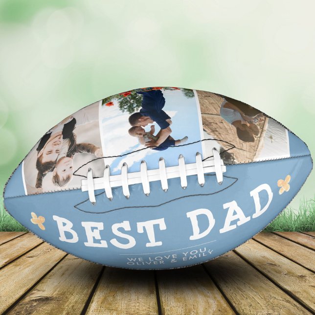 Cute Best Dad Family 3 Photo Collage Keepsake American Football (Creator Uploaded)