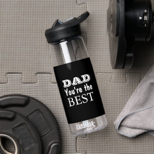 Cute Best Dad Father's Day Black and White Simple Water Bottle