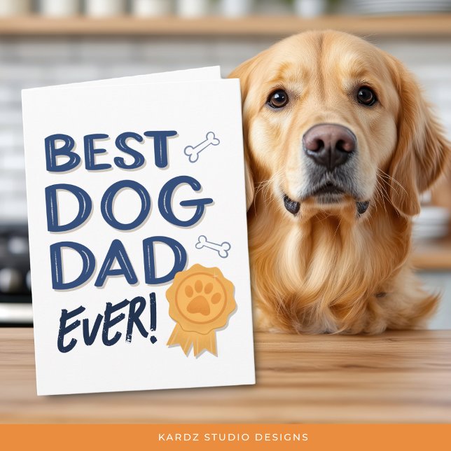 Cute Best Dog Dad Ever Fathers Day Card (The card is shown in 5 x 7 inches. Personalize your message and select your size before checkout.)