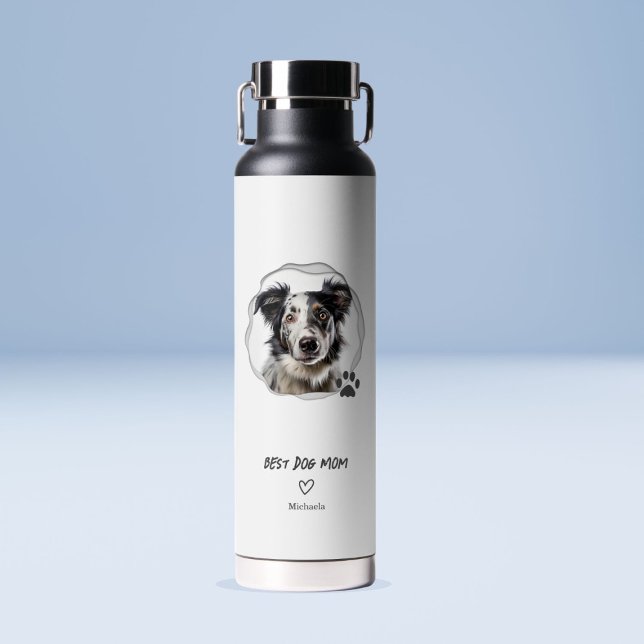 Cute Best Dog Mum Photo Heart Water Bottle (Creator Uploaded)