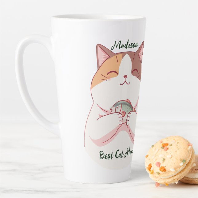 Cute Best fish cat mum custom script  Latte Mug (In Situ)